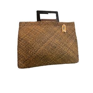 Gerard Collection Woven Wicker Handbag Tote Acrylic Handle